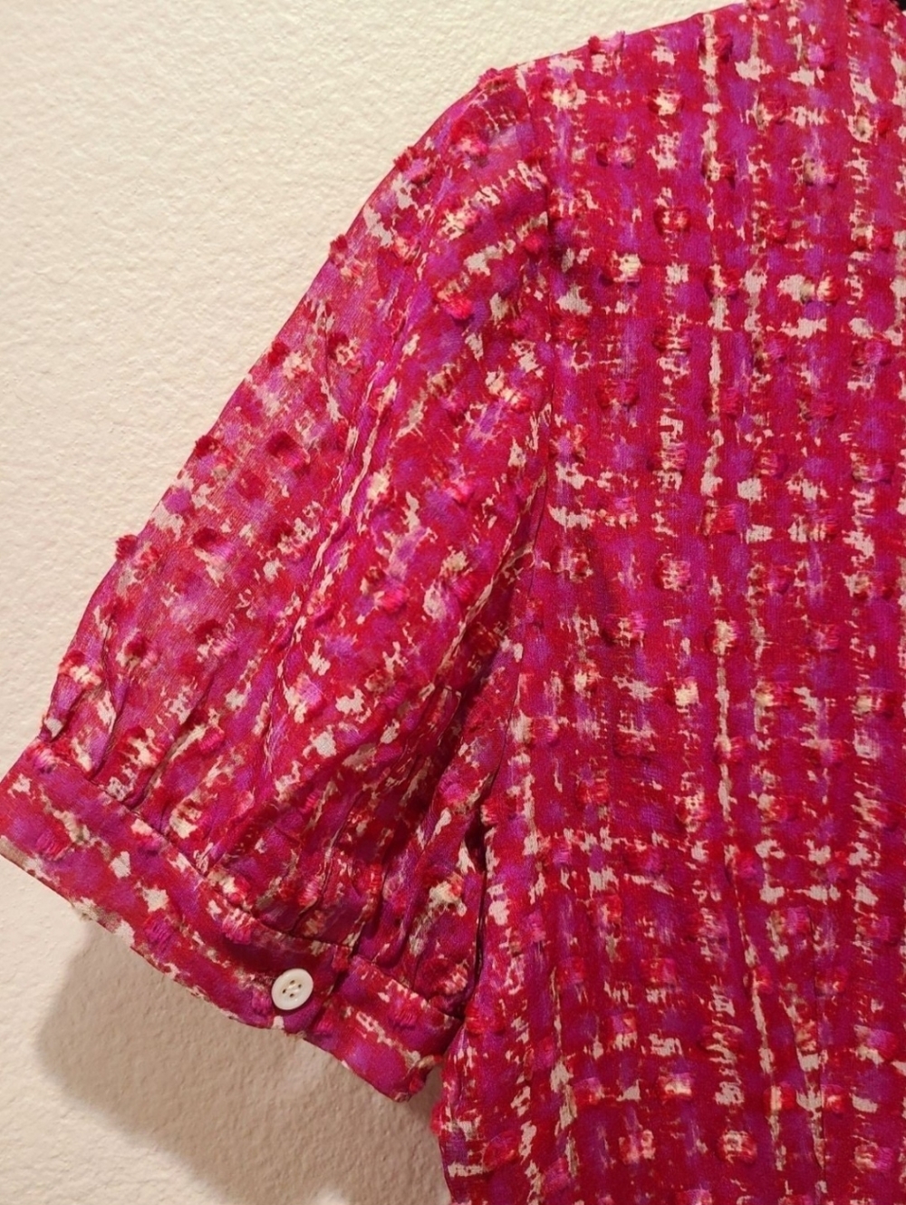J. Crew Pink-Red Tweed Short-Sleeve Silk Dress - Picture 6 of 10
